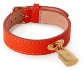 Thumbnail for your product : Mulberry Padlock Leather Bracelet Coral Orange Small Classic Grain and Stainless Steel
