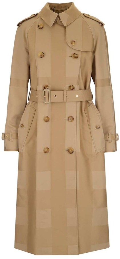 Burberry Macro Check Belted Trench Coat - ShopStyle