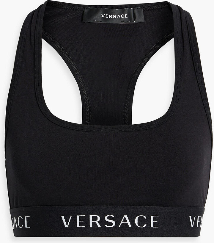 Versace La Greca print sports bra - ShopStyle