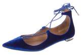 Thumbnail for your product : Aquazzura Pointed-Toe Velvet Flats Blue Pointed-Toe Velvet Flats