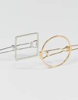 Thumbnail for your product : ASOS DESIGN Pack of 2 Mini Open Shapes Hair Clips