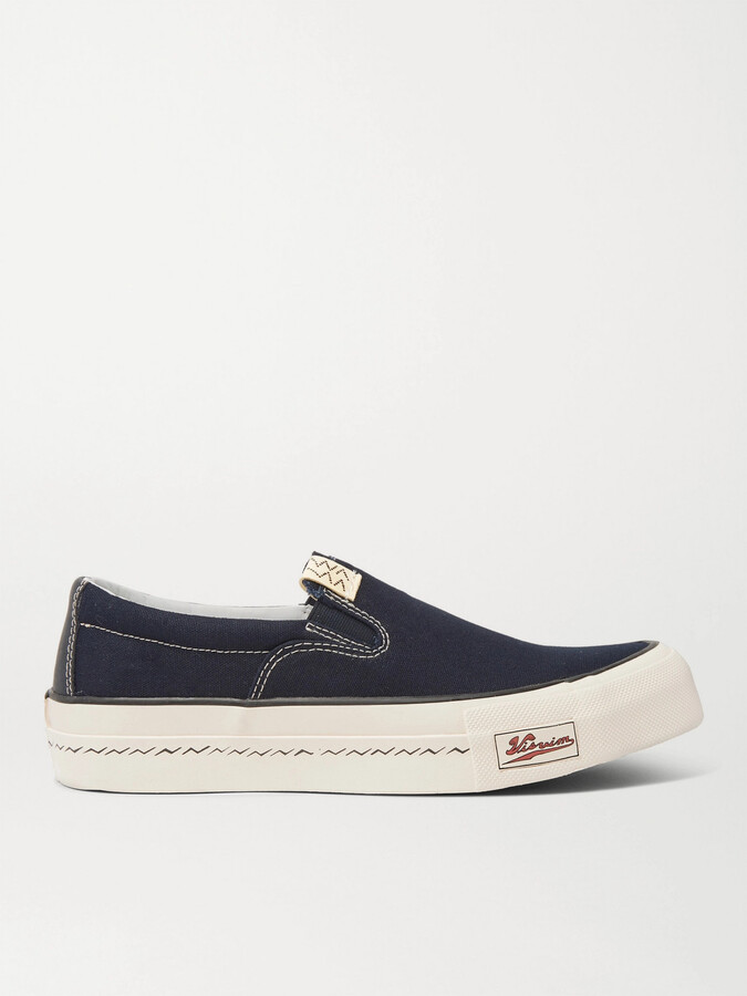 Visvim Skagway Leather-Trimmed Canvas Slip-On Sneakers - ShopStyle