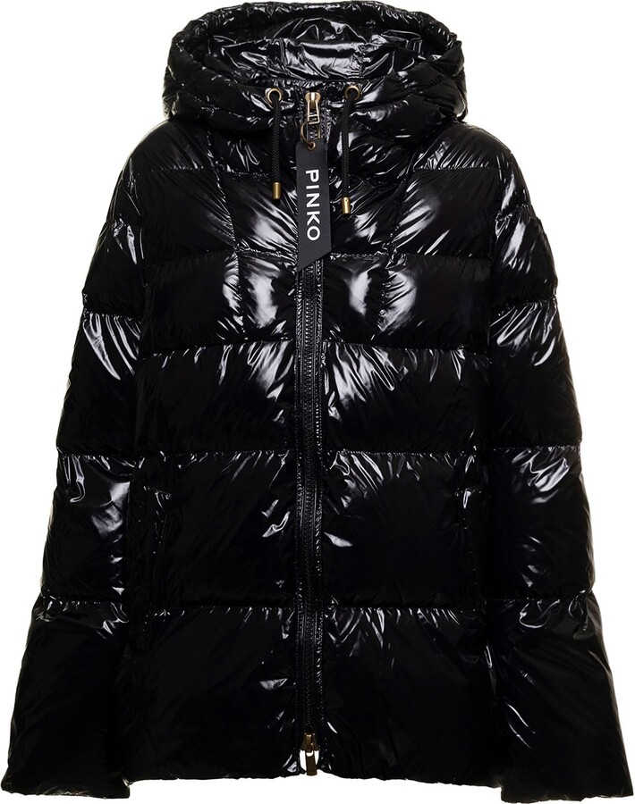 Shiny Black Puffer Jacket Womens | ShopStyle