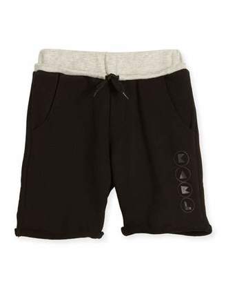 Karl Lagerfeld Paris Colorblock Drawstring Sweat Shorts, Black, Size 12-16