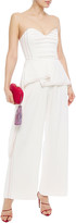 Thumbnail for your product : Roland Mouret Allyson Asymmetric Strapless Embroidered Cady Peplum Top