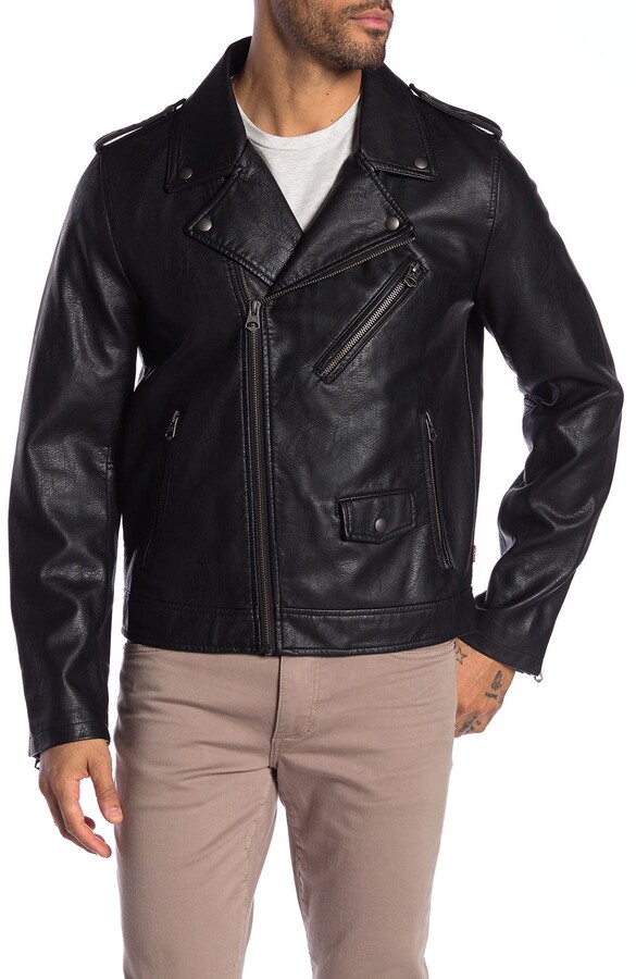 levi's leather moto jacket men's
