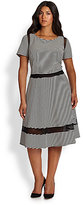 Thumbnail for your product : ABS by Allen Schwartz ABS, Sizes 14-24 Striped Mesh-Detail Jersey Dress