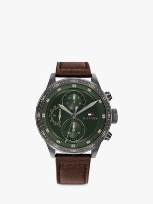 tommy hilfiger decker leather watch 48m