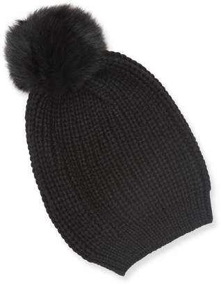 Adrienne Landau Women's Fox Fur Pom Hat