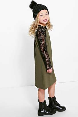 boohoo Girls Lace Top And Textured Dress Set