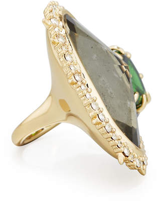 Alexis Bittar Pyrite & Emerald Cubic Zirconia Cocktail Ring