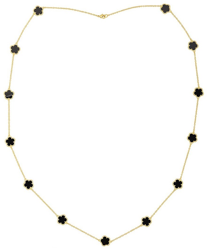 JanKuo Women's Flower 2-Piece 14K Goldplated & Onyx Drop Earrings & Pendant  Necklace Set | Smart Closet