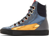 Thumbnail for your product : Raf Simons Sterling Ruby Blue Metallic High-Top Sneakers