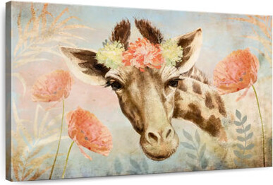 Ebern Designs Brampt Giraffe Spring Floral