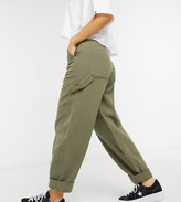 Thumbnail for your product : ASOS Petite DESIGN Petite slouchy joggers in khaki cheesecloth