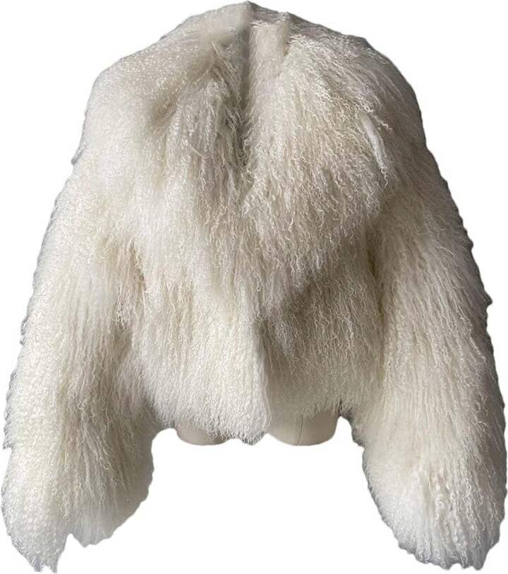 Mongolian White Fur Short Jacket White Mink Short Fur Jacket 100
