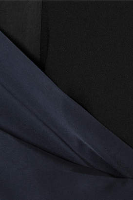 Diane von Furstenberg Alexander Two-tone Crepe And Satin Wrap Midi Dress - Navy