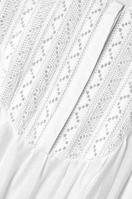 RUE MARISCAL Net Sustain Crochet-trimmed Cotton And Silk-blend Voile Mini Dress - White