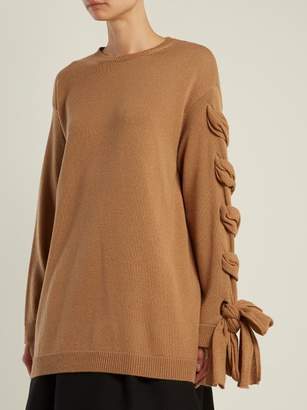 Valentino Laced Cashmere Sweater - Womens - Camel