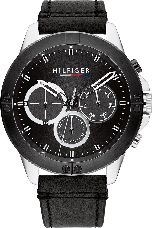 Tommy Hilfiger Men's Quartz Multifunction Stainless Steel and Leather Strap  Watch - ShopStyle