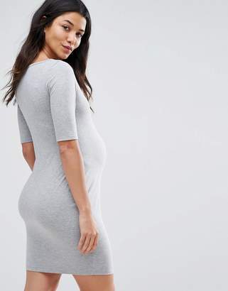 ASOS Maternity Mini Popper Placket Off Shoulder Bodycon Dress