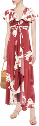 Johanna Ortiz Sangria Asymmetric Printed Silk Maxi Dress