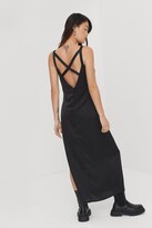 Thumbnail for your product : Nasty Gal Womens Satin Cowl Cross Back Maxi Dress - Black - 12