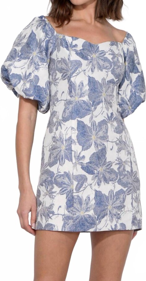 Adelyn Rae Kasia Jacquard Off Shoulder Mini Dress In Blue