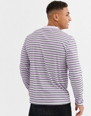 ASOS DESIGN DESIGN long sleeve striped t-shirt in purple stripe