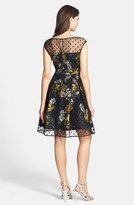 Thumbnail for your product : Eliza J Illusion Dot Print Charmeuse Fit & Flare Dress