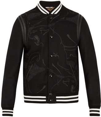 Valentino Panther-print wool varsity jacket