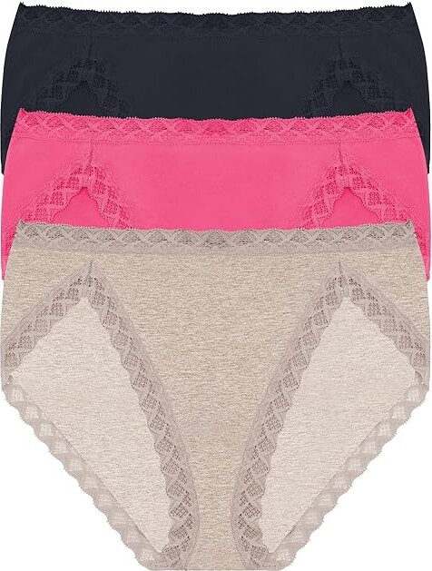 Natori Bliss French Cut 3-Pack (Midnight Navy/Full Bloom/Light Grey  Heather) Women's Underwear - ShopStyle Plus Size Intimates