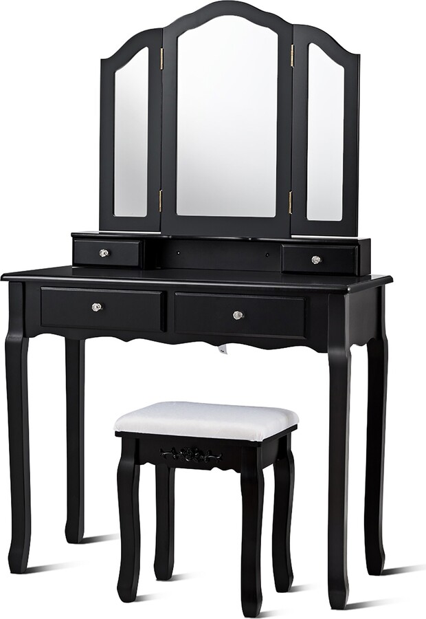 Vanity Table Set Makeup Dressing Table with TriFolding Mirror