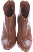 Thumbnail for your product : Manolo Blahnik Leather Pointed-Toe Booties