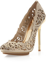 Thumbnail for your product : BCBGMAXAZRIA Peacock Cutout Embellished Pump, Powder