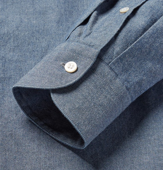 Caruso Grandad-Collar Cotton-Chambray Shirt