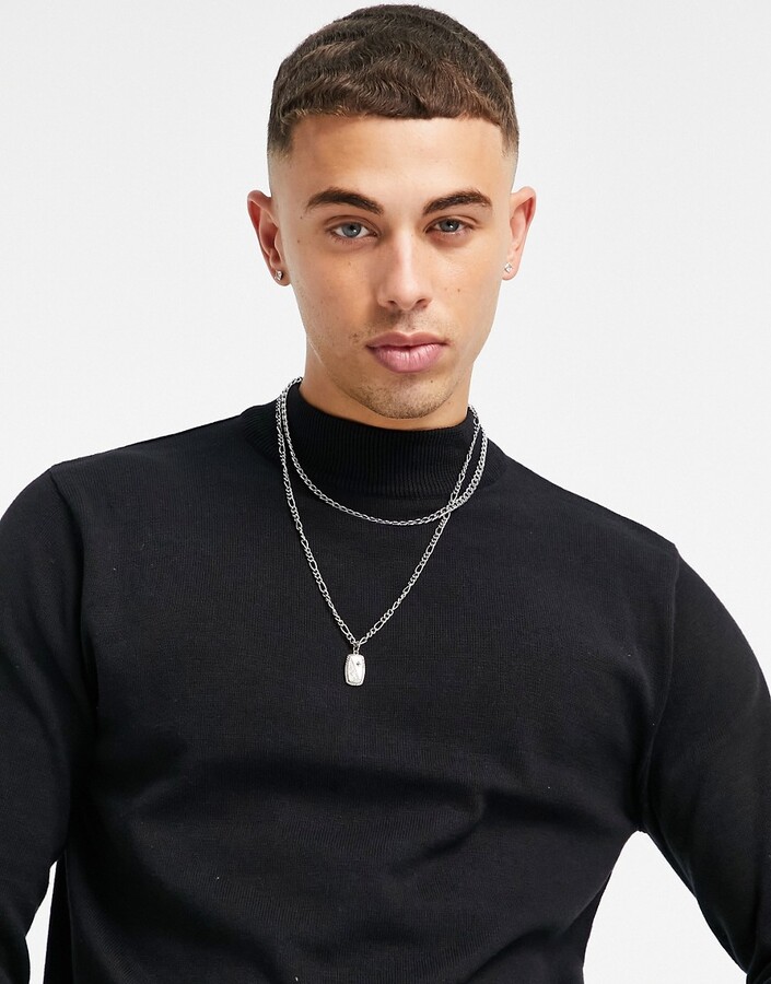 Necklace Men Black Turtleneck With Chain Men Necklace With Mock