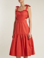 Thumbnail for your product : Rebecca Taylor Cut-out Cotton And Linen-blend Dress - Red