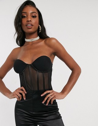 Club L London Tall corset detail jumpsuit in black - ShopStyle