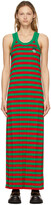 Thumbnail for your product : Gucci Green & Red Striped Cat Patch Dress