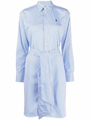 Polo Ralph Lauren Embroidered-Logo Striped Shirt Dress - ShopStyle