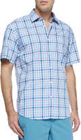 Thumbnail for your product : Mason's Jeans Check Woven Short-Sleeve Shirt, Blue