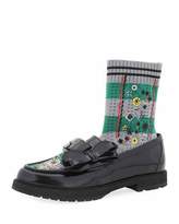 Thumbnail for your product : Fendi Leather Bow Loafer w/Sock Inset, Black