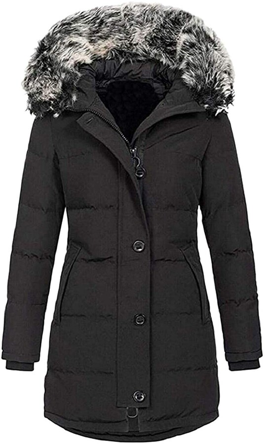 Puffer Jacket Womens With Faux Fur Hood, Clearance Womens Plus Size Winter Coats Uk
