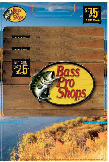 Bass Pro Shops $75 Multi-Pack- 3/$25 Gift Cards