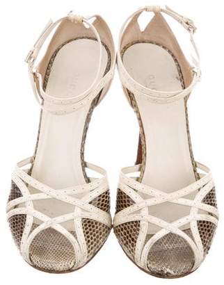 Gucci Embossed High-Heel Sandals