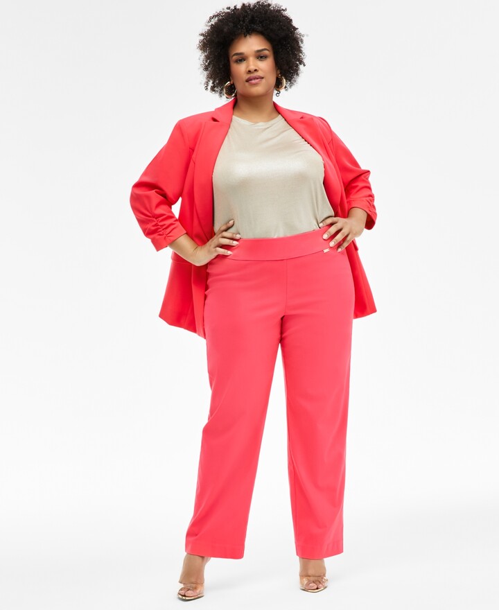 Plus Size Macys Petite Dress Pants Peplum Pantsuit Macy's Red
