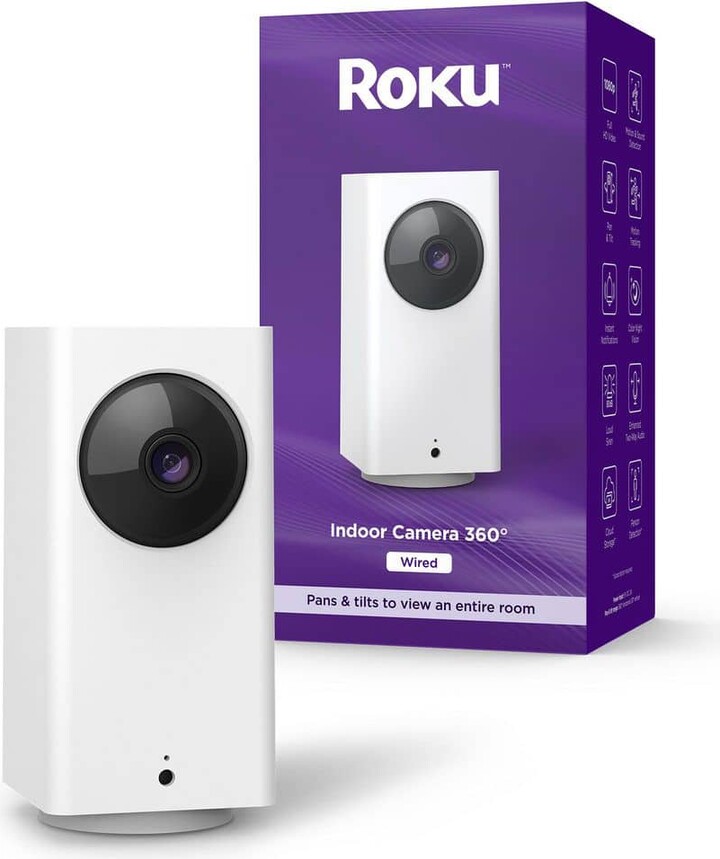 Smart Home Indoor Camera 360° Wi-Fi-Connected Plug-in Security Camera With Motion Detection and Tracking