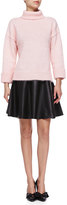Thumbnail for your product : Kate Spade Shimmer Knit Turtleneck & Leather Flare Circle Skirt