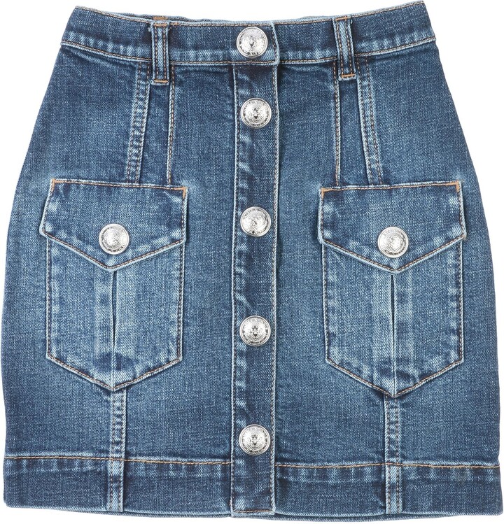 Balmain Denim Skirt Blue - ShopStyle